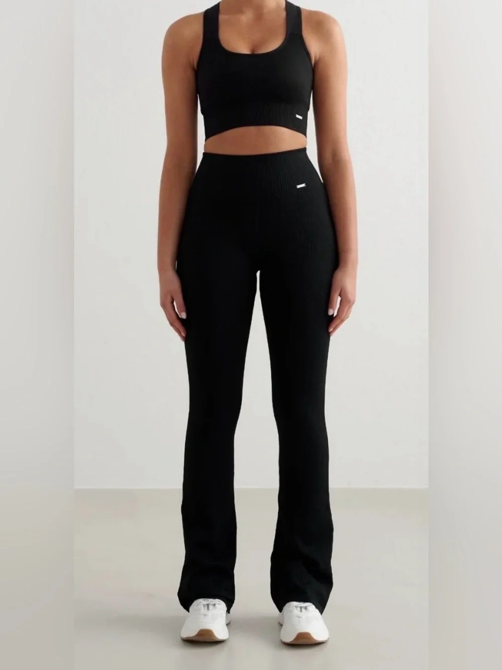 Aim’n Black Ribbed Seamless Flare Tights